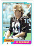 Sports Memorabilia Chris Bahr Autographed Football Card (Oakland Raiders) 1980 Topps No.107