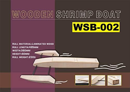Viloga RC Boat Kit for Pools and Lakes 495mm Outrigger Wooden Shrimp Boat DIY Brushless RC Boats for Adults (B068 Not Including TX&ampRX)