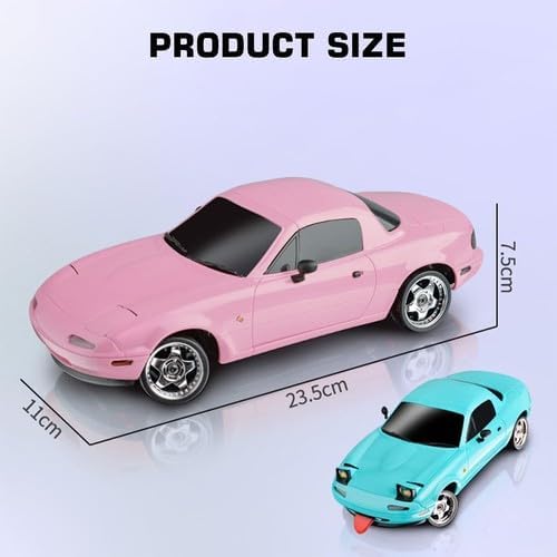 LDRC 1804 1/18 Scale Mini RC Drift Car with Gyro LED Lights RWD Full Proportional 2.4GHz Remote Control Racing Sport Drift Car Indoor Gift for Adult - RTR Version / 1 Battery