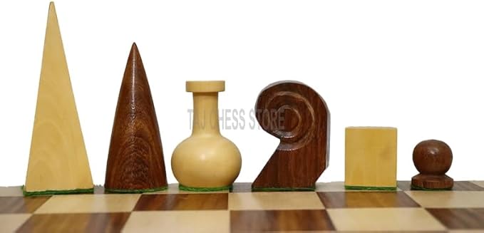 Reproduced Man Ray Wooden Chess Set Pieces in Golden Rosewood/Natural Boxwood