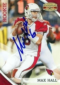 Sports Memorabilia Max Hall Autographed Football Card (Arizona Cardinals) 2010 Panini Gridiron No.222 Rookie