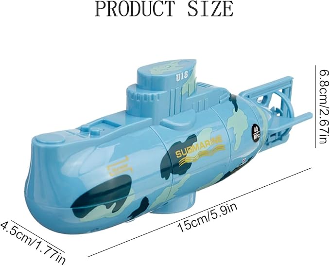 Mini RC Boat Toy Remote Control Tourist Submarine Underwater Electric Fish Tank Diving Child's Birthday Present(Blue)