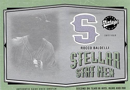 Sports Memorabilia Autograph Warehouse 343535 Rocco Baldelli Player Worn Jersey Patch Baseball Card - Tampa Bay Rays 2004 Upper Deck Vintage No. SSM-5