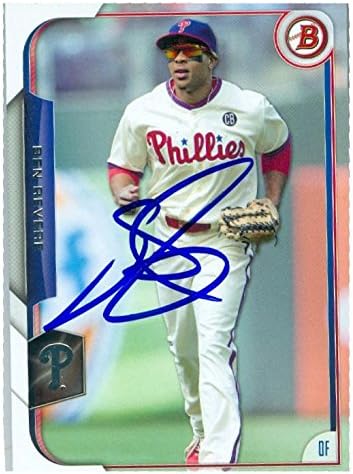 Sports Memorabilia Autograph Warehouse 247124 Ben Revere Autographed Baseball Card - Philadelphia Phillies 2015 Topps Bowman - No. 46