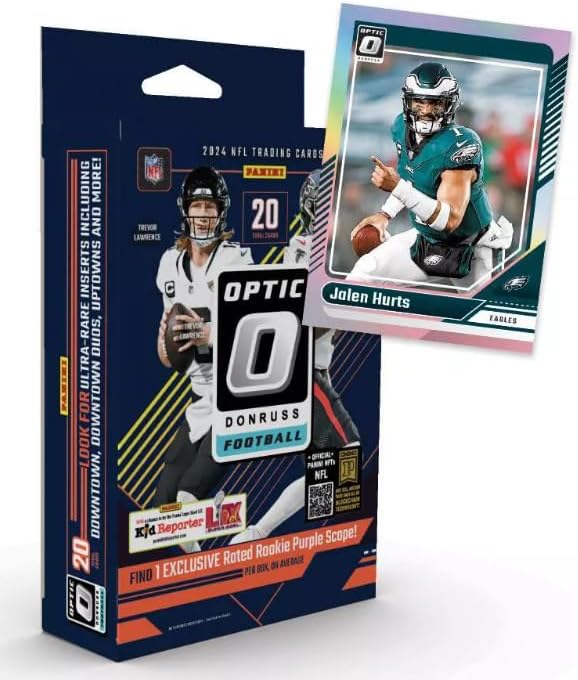2024 Donruss Optic NFL Football Trading Cards Hanger Box (Purple Scope) 20 Cards