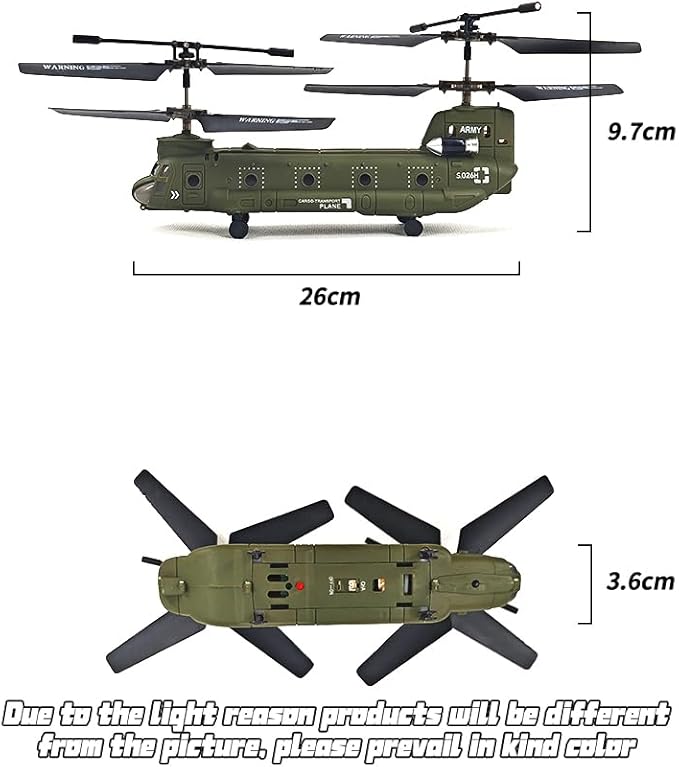 RC Helicopter S026H Dual-Rotor Transport Aircraft 2.4G 3CH Remote Control Military Aerocraft Model (RTF Version/Army Green)