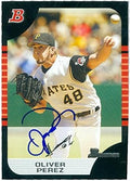 Sports Memorabilia Autograph Warehouse 247009 Oliver Perez Autographed Baseball Card - Pittsburgh Pirates 2005 Topps Bowman - No. 119