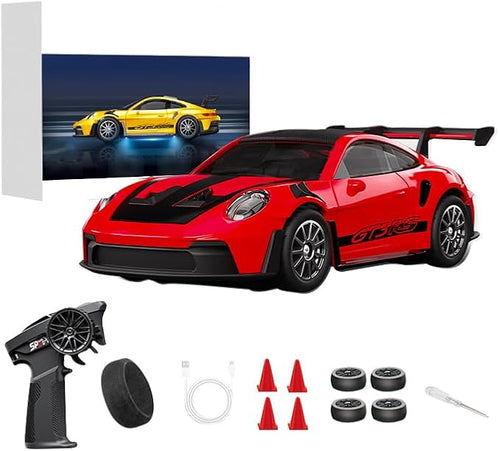 1:43 RC Drift Car 20KM/H with Gyro 2.4G 4WD Full Proportional Alloy Sport Racing Car Adjustable Speed LED Lighting for Teens &amp Adults-D43-01