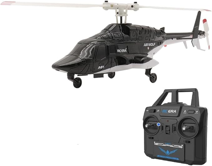 RC ERA A61 AirWolf 110-size Electric RC Helicopter RTF with 6-Axis Gyro for Stable Flight &amp 2.4GHZ Upgraded Radio TX - Micro Scale RC for Adult/Beginner/Advanced (Black/White (ERA-A61-RTF-BW))