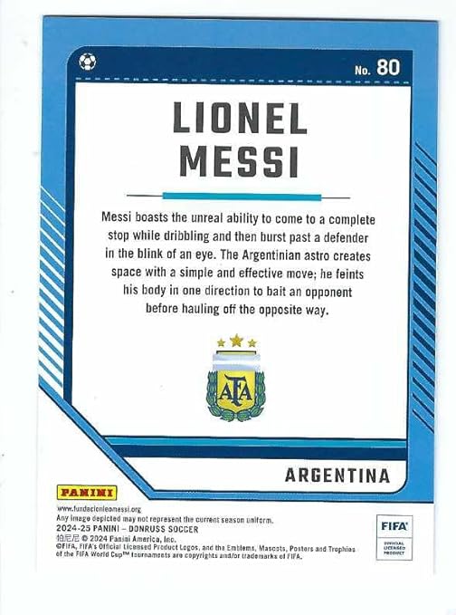 LIONEL MESSI 2024-25 Panini Donruss FIFA Soccer #80 SILVER PARALLEL Card Argentina Miami