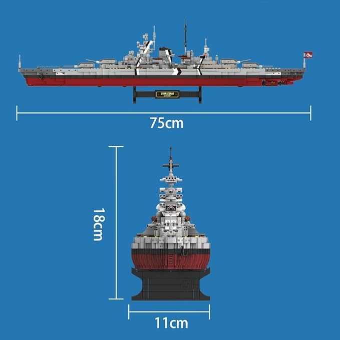 Technik FC4201 German Battleship Bismarck Building Blocks 2081 PCS MOC Large WWII German Military Warship Marine Battleship Model for Adult
