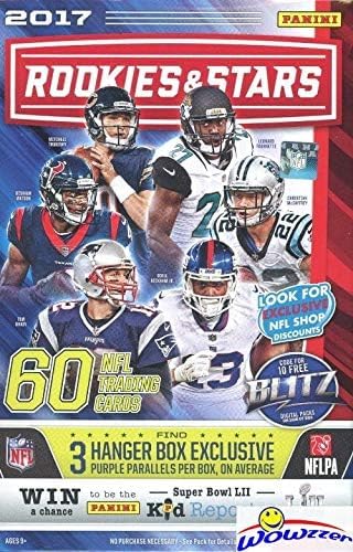 2017 Panini Rookies &amp Stars NFL Football HUGE 60 Card Factory Sealed HANGER Box with 3 EXCLUSIVE PURPLE PARALLELS! Look for RC &amp Autos of PATRICK MAHOMES Mitch TrubiskyDeshaun Watson &amp M