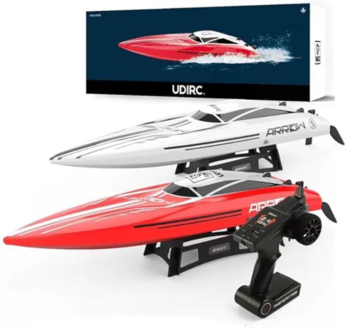 All Metal Boat Upgrade Kit: Arrow UDI005/UDI022 Tylosaurus Brushless RC Boat with Alloy Propeller Tail Rudder Steering Water Jet &amp Waterproof Ring