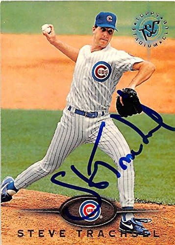 Sports Memorabilia Autograph Warehouse 248413 Steve Trachsel Autographed Baseball Card - Chicago Cubs 1995 Topps Stadium Club - No. 80