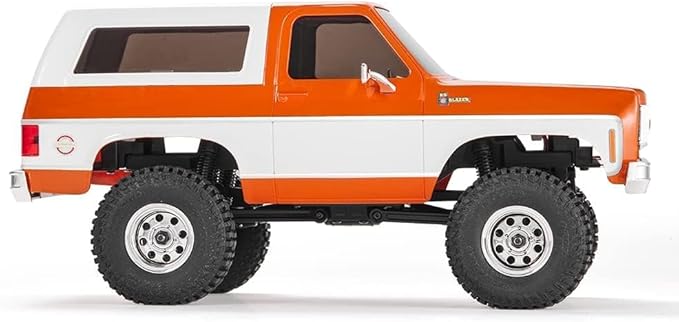 FCX24 FMS 1/24 K5 Chevy Blazer RC Crawler Officially Licensed Mini RC Car Pick Up Truck &amp SUV 2 in 1 4WD 8km/h 2 Speeds Switch Off-Road RC Model with LED Lights for Adults (Orange)