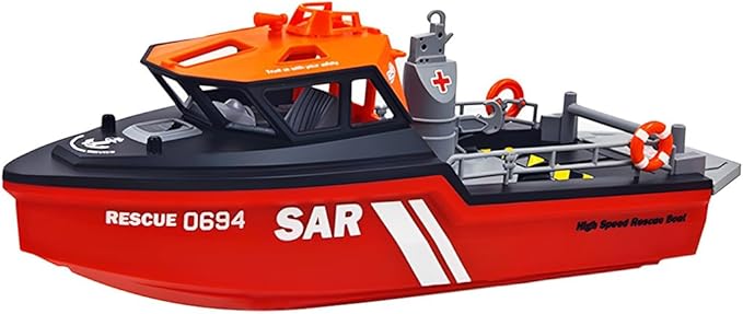 New TX694 RC Boat for Pools Lakes - 1/32 2.4 GHz Rescue Boats Brushless Motor Remote Controlled Boats Model for Adults (RTR Version)
