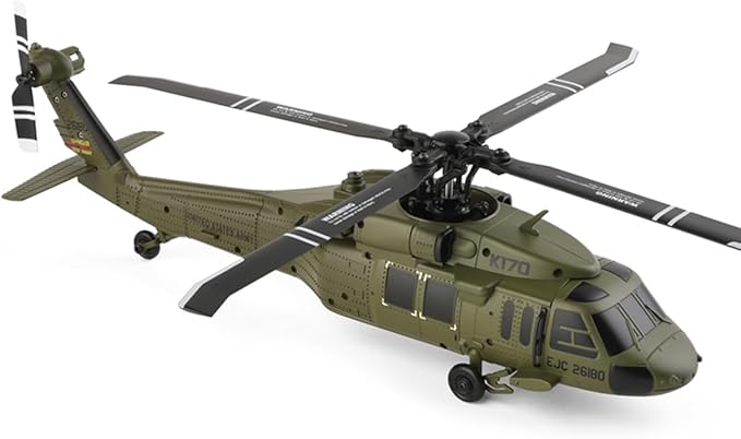 Mini WL K170 Black Hawkk Helicopter for Adults WL K170 Black Hawkk UH-60L 170 2.4G 4CH Flybarless RC Helicopter Outdoor Hobby RC Toy Model (RTF Version)