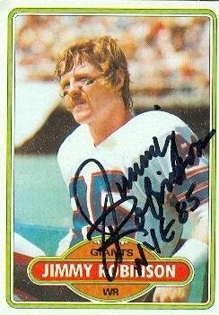 Sports Memorabilia Jimmy Robinson Autographed Football Card (New York Giants) 1980 Topps No.74