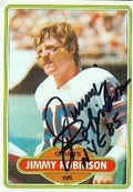 Sports Memorabilia Jimmy Robinson Autographed Football Card (New York Giants) 1980 Topps No.74