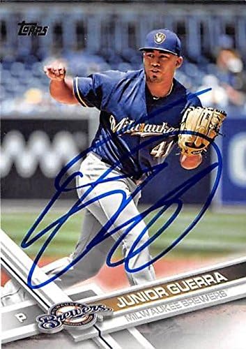 Sports Memorabilia Autograph Warehouse 344361 Junior Guerra Autographed Baseball Card - Milwaukee Brewers 2017 Topps No. 98 Rookie Season