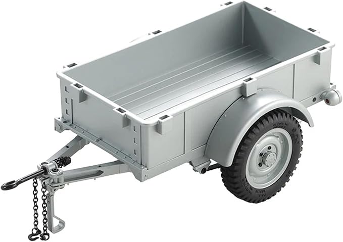 FMS FCX18 RC Cars Accessory for 1:18/1:12 RC Crawler Trucks - Utility Trailer Type A Silver