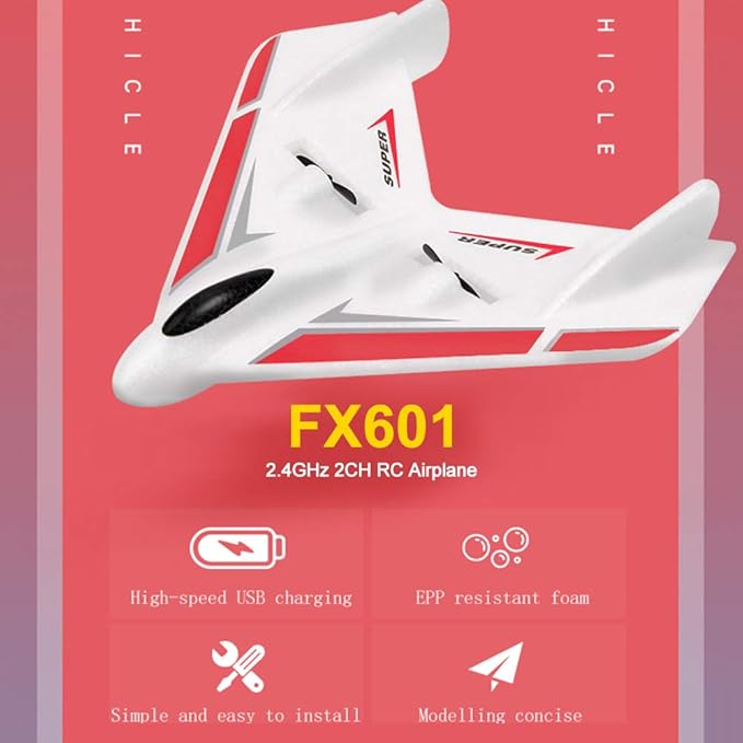 GoolRC FX601 RC Airplane 2.4Ghz 2 Channel Remote Control Plane Easy to Fly RC Aircraft for Beginners Teens and Adults