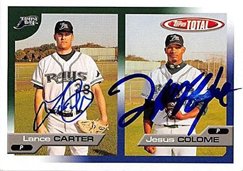 Sports Memorabilia Autograph Warehouse 247719 Lance Carter &amp Jesus Colome Autographed Baseball Card - Tampa Rays 2005 Topps Total - No. 598