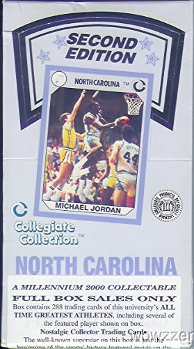 Vintage 1990 Collegiate Collection UNC University of North Carolina Wax Box with 36 Packs and A Total of 288 Cards and Multiple Michael Jordan UNC Rookie Cards