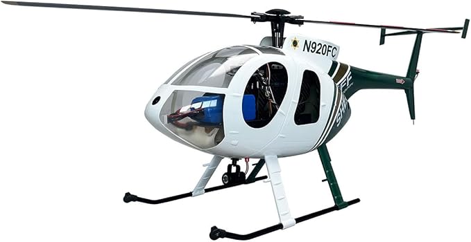 Roban RTF 470 Size MD500E RC Helicopter 2 Blades Green White Hughes GPS Model