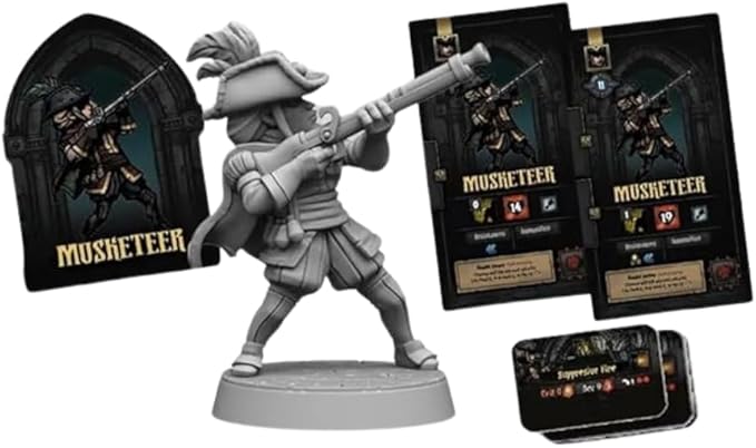 Mythic Games Darkest Dungeon Board Game Accessories Bundle: Musketeer Box Darkest Organizer Dark Tapestry Mat and Heroic Protection from Darkness Sleeves (4 Items)