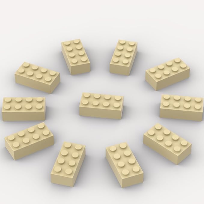 500 Piece Tan Bricks Bulk Tan 2x4 Building Bricks Flat Compatible with Lego Parts and Pieces: 2x4 Tan Bricks(Color: Tan)