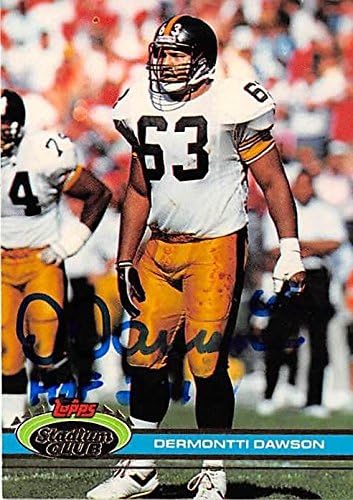 Sports Memorabilia Autograph Warehouse 302499 1991 Topps Stadium Club Dermontti Dawson Autographed Football Card - Pittsburgh Steelers Hall of Famer