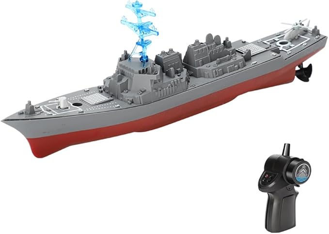 Remote Control Warship RC Military Battleship 2.4GHz Remote Control Boat for Lakes and Rivers RC Armed Arleigh Burke Class Destroyer Model with Low Battery Reminder for Adults