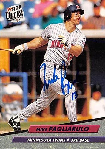 Sports Memorabilia Autograph Warehouse 302051 1992 Fleer Mike Pagliarulo Autographed No.96 Baseball Card - Minnesota Twins