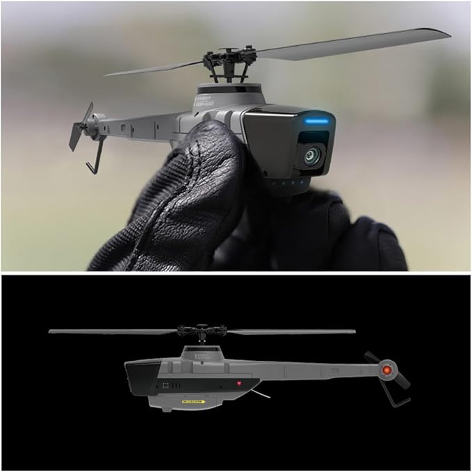 C128 RC Military Aircraft 2.4G 4CH Remote Control Helicopter with Camera for Adults Single-Rotor Aileronless Indoor Outdoor-RTF (2 Batteries)