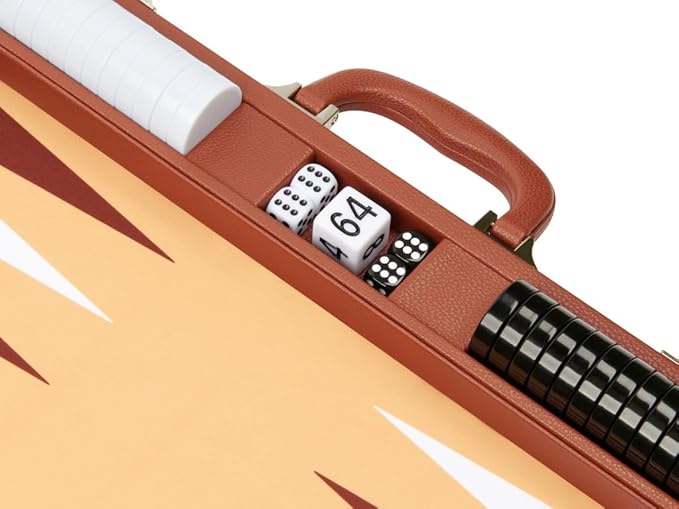 Silverman &amp Co. 19-inch Premium Backgammon Set - Desert Brown Board