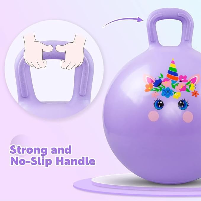 PlayZap Hopper Balls for Kids 6-12 20 Inches Bouncy Ball with Handle 20 Inflatable Bouncing Hopper 50cm Jumping Toys Garden Hopping Toys Girls Boys Gifts