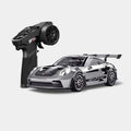 1/43 Scale RC Drift Car Mini 911 RC Model Car 2.4GHz 4WD RC Alloy Vehicles with Gyro &amp LED Lights for Adults Hobby Toys (Silver)
