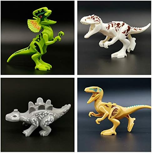 Toysvill Compatible Dinosaurs Mini Figures for Jurassic World Building Blocks Toys (Set of 20 Pieces) with Moving Parts. T Rex Dragon Sword Pterodactyl Tyrannical Dragon Stygimoloch et al.