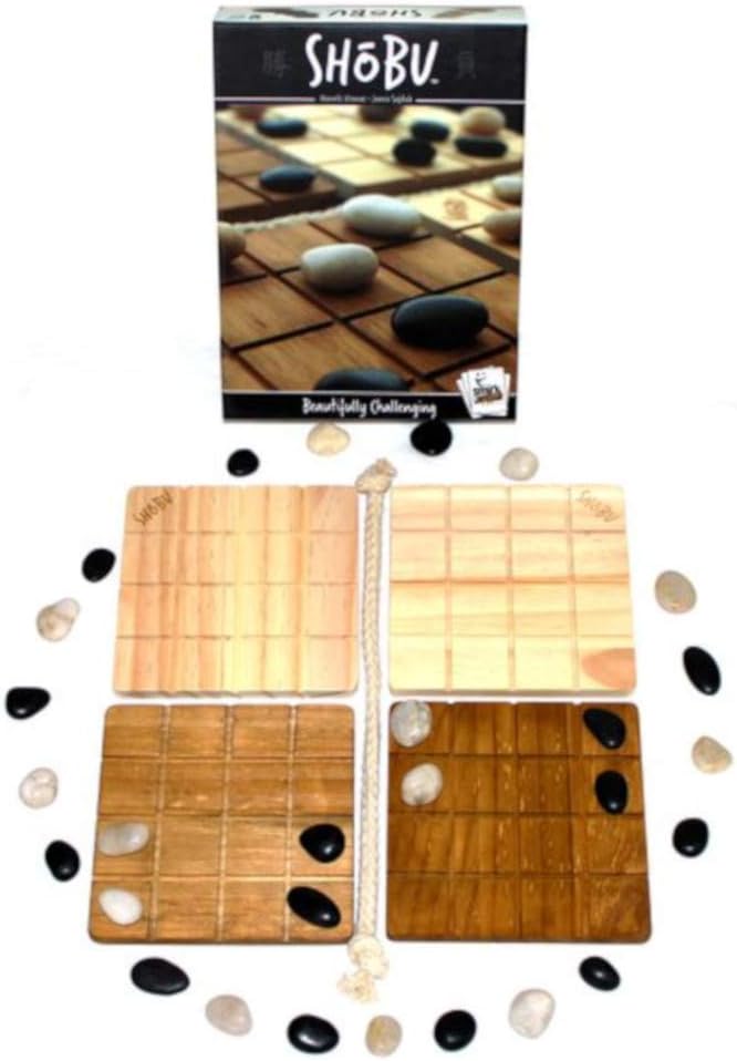 SHOBU by Smirk and Dagger: 2 Player Abstract Strategy Board Game with Wood Boards River Rocks and a Rope Beautiful Challenging and Great Gift for Couples Family Adults and Kids Ages 10 and Up