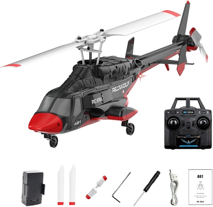 RC ERA A61 RC Helicopter with One-Key Takeoff/Landing 1/52 Scale Air-Wolf Single Rotor 2.4G 4CH Heli Aircraft Altitude Hold Optical Flow Positioning for Adults &amp Hobbyists