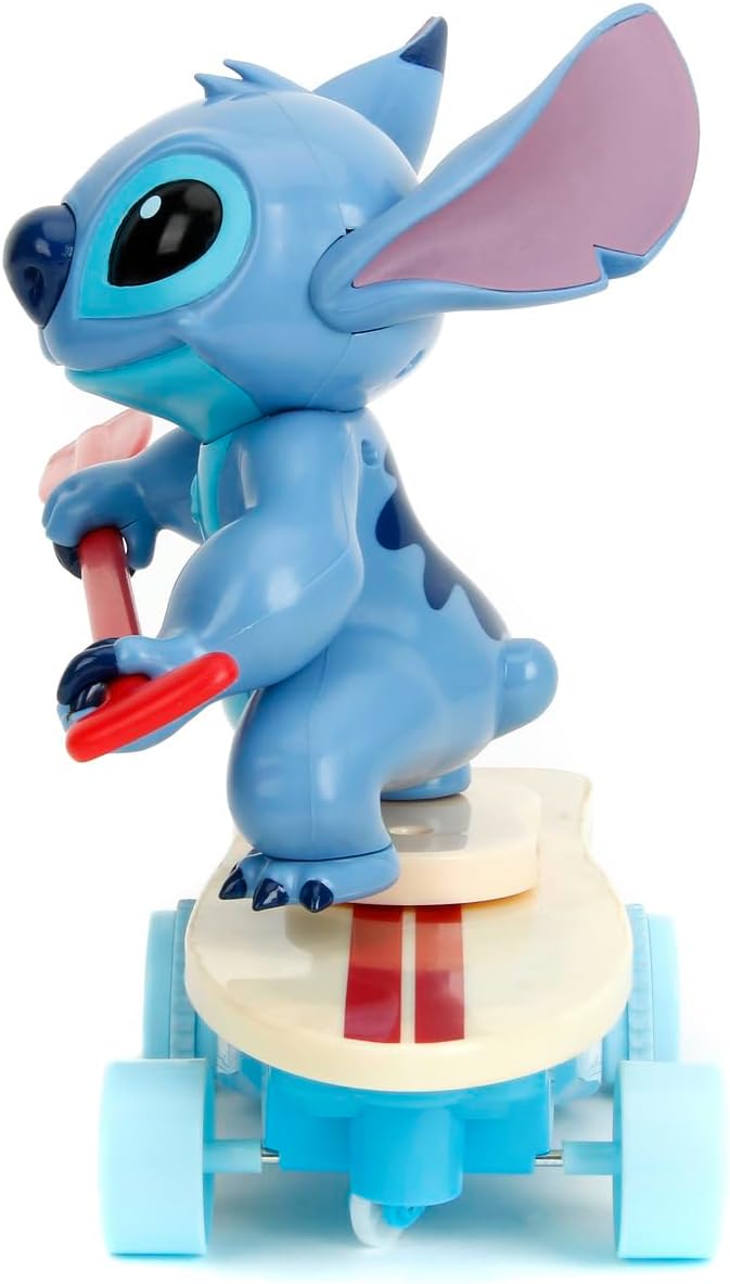 Jada Radio Control Stitch with Surfboard - 2.4 GHz - Straight Forward and Reverse Curve - 1 Channel - Integrated Figure - for Children from 3 Years - 25 cm - (253074009)