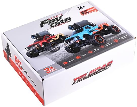 1/64 FPV Mini RC Truck with Camera/WiFi APP Auto Pairing Full Proportional Remote Control Car RC Vehicle for Hobby Drivers Adults - RTR/Red