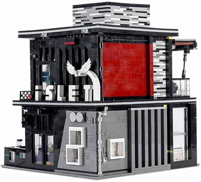 General Jim's Islet Pub &amp Restaurant Modular Building Set with LED Lighting 3992 Pieces Modern Corner Bar &amp Restaurant Compatible with Major Brick Brands GJ-MPR