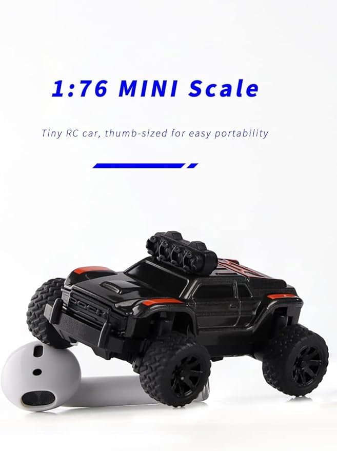 Turbo Racing 1:76 Scale RC Sport Car Table Racing 2.4GHZ Remote Control Mini Model Crawler Car with Full Proportional RTR for Adults Toys (Monster Truck Yellow C81)