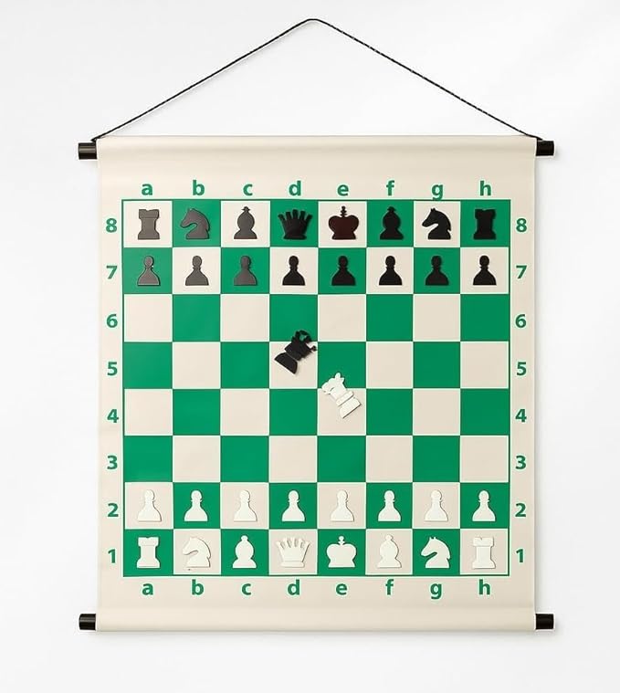 KNK Magnetic Roll-Up Chess Demo Board 27 with Pieces Wall Hanging