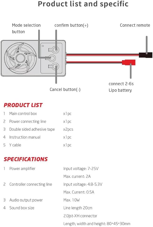 Triplot GTPower Engine Sound Simulated System for RC Cars 58 Kinds Sound All in One Fit 1/10 RC CarsCrawleron-RoadShort CourseOff-Road Truck