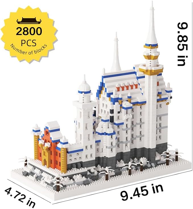 2801Pcs Swan Castle Architecture Micro Building Bricks Model Kit for Adults – Detailed Architectural Display Model – Ages 14+