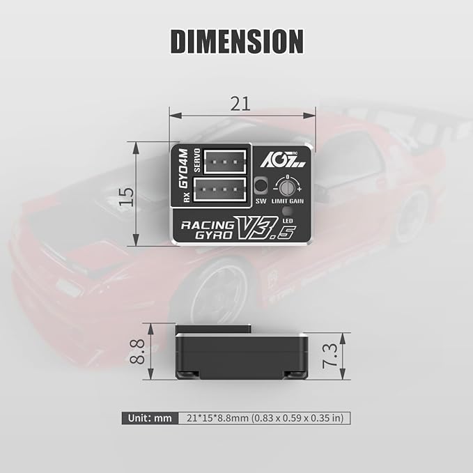 AGFRC Upgraded Mini Z Gyros - Mini Gyros for Drifting Mini-Z Car/Full Aluminum 4Gram Precision RC Gyro Set for Competition Grade RC Drifting (GY04M V3.5)