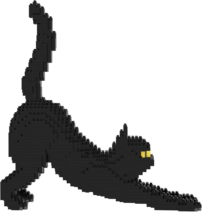 Larcele Cat Micro Building Blocks Animal Set DIY Mini 3D Building Toy Bricks Kit999 Pieces KLJM-05 (Black Cat)